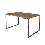 Mesa De Jantar Industrial Base Ferro Cobre Tampo 137x90 Amêndoa Cor: Marrom