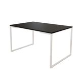 Mesa De Jantar Industrial Base Ferro Branco Tampo 137x90 Preto Cor: Preto