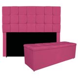 Kit Cabeceira E Calçadeira Manchester 195 Cm King Size Corano - Amarena Móveis Cor Pink