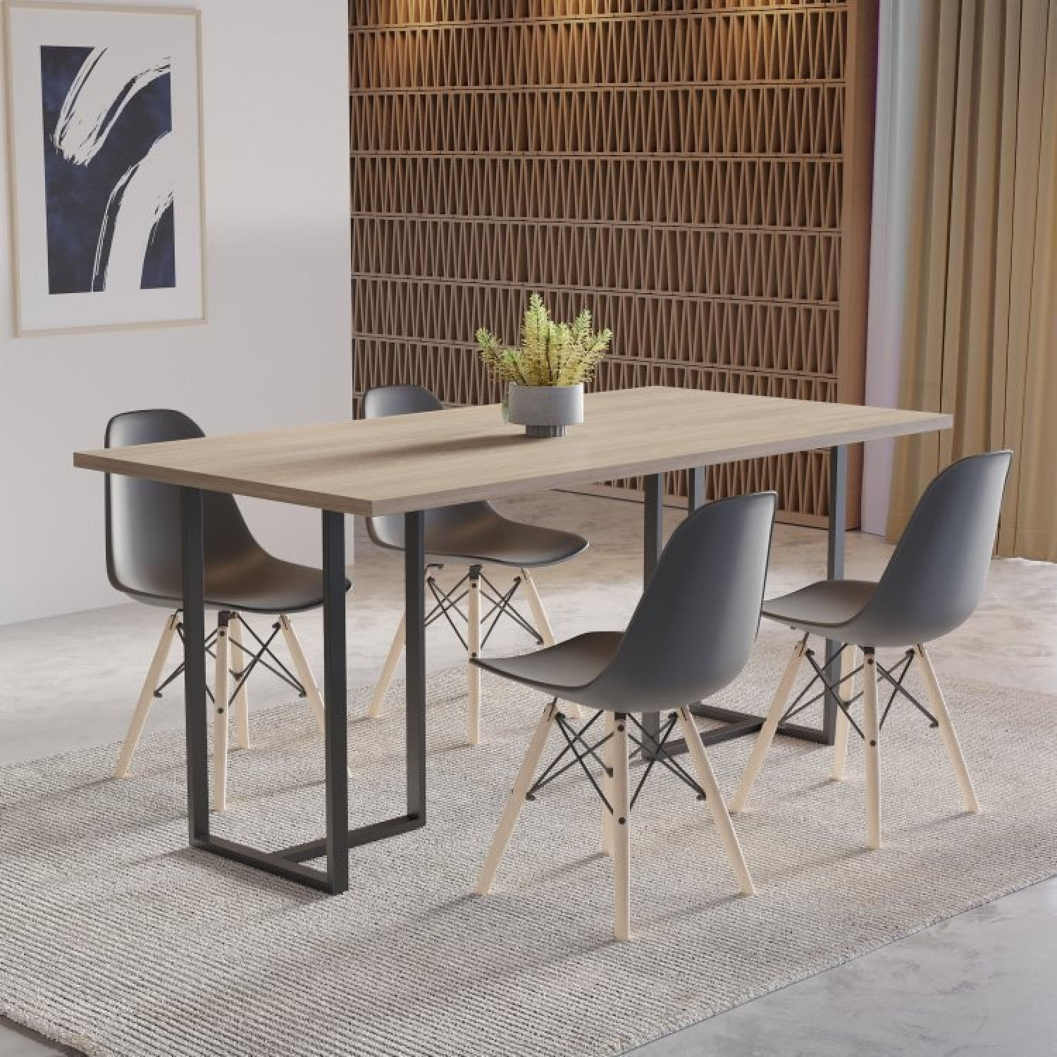 Conjunto Mesa Com 4 Cadeiras Eames Pp Espresso Móveis Grafite/siena/preto