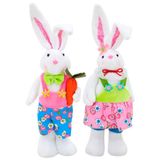 Casal De Coelhos De Páscoa Decoração Enfeite Coelhinhos - 47cm