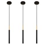 Kit 3 Luminárias Teto Tubo Pendente Cama Preto Dourado 40cm