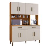 Armário de Cozinha 8 Portas 2 Gavetas Fortaleza Kaiki Móveis Nature/Off White