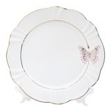 Prato Decorativo Porcelana Encantada Com Suporte Transparente Para Mesa 23cm