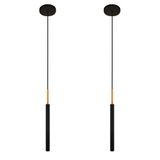 Kit 2 Luminárias Teto Tubo Pendente Cama Preto Dourado 40cm