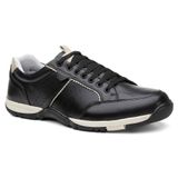 Sapatênis Masculino Couro Tamanho Especial Conforto Elegante Preto 47