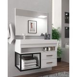 Gabinete Banheiro Com Cuba E Espelheira 80cm Multimóveis Vcr10071 Branco Branco
