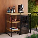 Aparador Bar Buffet Adega Industrial Bourbon 80cm - Preto/freijó - Preto