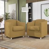 Kit 02 Poltronas Recepção Consultório Suede Balaqui Decor Cor:capuccino
