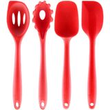 Kit Conjunto Utensílios Para Cozinha Vermelho Silicone 4 Peças