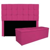 Kit Cabeceira E Calçadeira Manchester 195 Cm King Size Suede Cor Pink