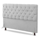 Cabeceira Cama Box Casal King Size Lylla 195cm Capitonê Com Frame Sintético Branco - Desk Design