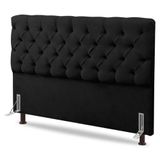 Cabeceira Cama Box Casal Queen Size Lylla 160cm Capitonê Com Frame Suede Preto - Desk Design