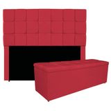 Kit Cabeceira E Calçadeira Manchester 195 Cm King Size Suede Cor Vermelho