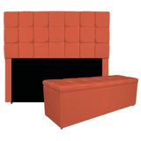 Kit Cabeceira E Calçadeira Manchester 195 Cm King Size Suede Cor Terracota