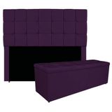 Kit Cabeceira E Calçadeira Manchester 195 Cm King Size Suede Cor Roxo