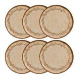 Conjunto Com 6 Pratos Rasos Porto Brasil Bio Nativa Em Stoneware 27,5 Cm