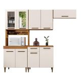 Cozinha Atenas Com Vidro Reflecta 09 Portas 1 Gaveta Kaiki Moveis Nature/off White