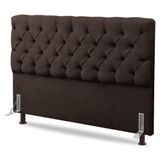 Cabeceira Cama Box Casal Queen Size Lylla 160cm Capitonê Com Frame Suede Marrom - Desk Design