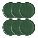 Conjunto Com 6 Pratos Rasos Porto Brasil Bio Leaf Em Stoneware 27,5 Cm