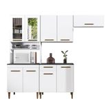 Cozinha Atenas Com Vidro Reflecta 09 Portas 1 Gaveta Kaiki Moveis Branco