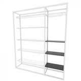 Arara Closet, Estilo Industrial, Guarda Roupas Aberto Com 17 Peças Branco E Preto Fbbrp310