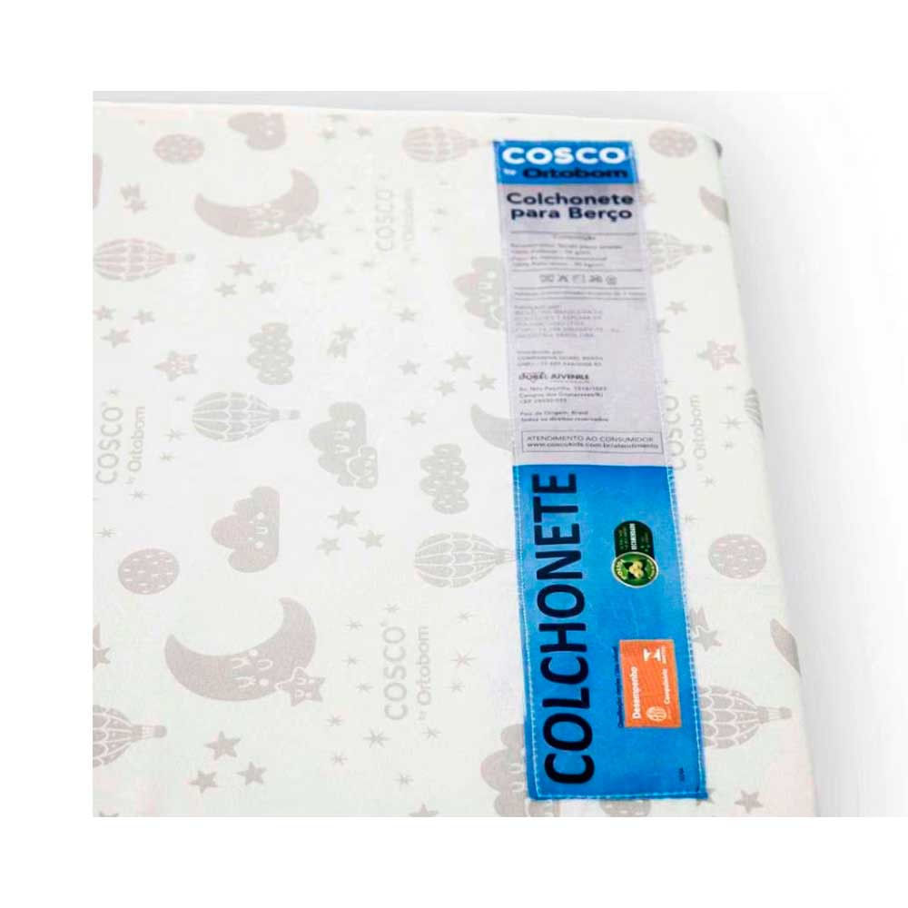 Encontraproduto.com.br - Colchonete para Berço TAM 2 (95x61x4) Cosco Branco Estampado