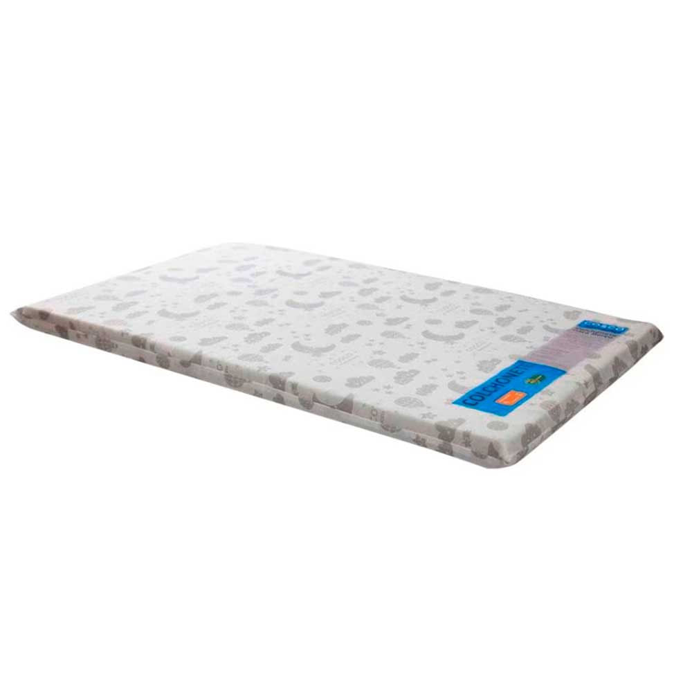 Encontraproduto.com.br - Colchonete para Berço TAM 1 (88x52x4) Cosco - Branco Estampado