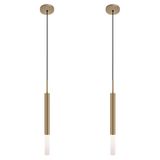 Kit 2 Pendentes Teto Luminária Tubo Difusor Mesa Sala Bronze