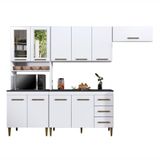 Cozinha Atenas Com Vidro Reflecta 10 Portas 3 Gavetas Kaiki Moveis Branco