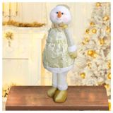 Decoração Natal Boneco De Neve Dourado Natalina 58cm