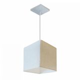 Lustre Pendente Quadrado Md-4224 16/16x16 Linho Bege Bivolt