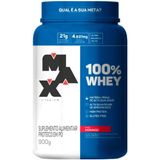 100% Whey Protein 900g Sabores Max Titanium + Deca Testona Sabor Morango