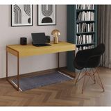 Escrivaninha Industrial Office Estudo Malta Canela 137x53cm Com 1 Poltrona Preta Base C Cor: Canela