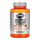 Arginina 500mg E Citrulina 250mg Now Foods 120veg Caps