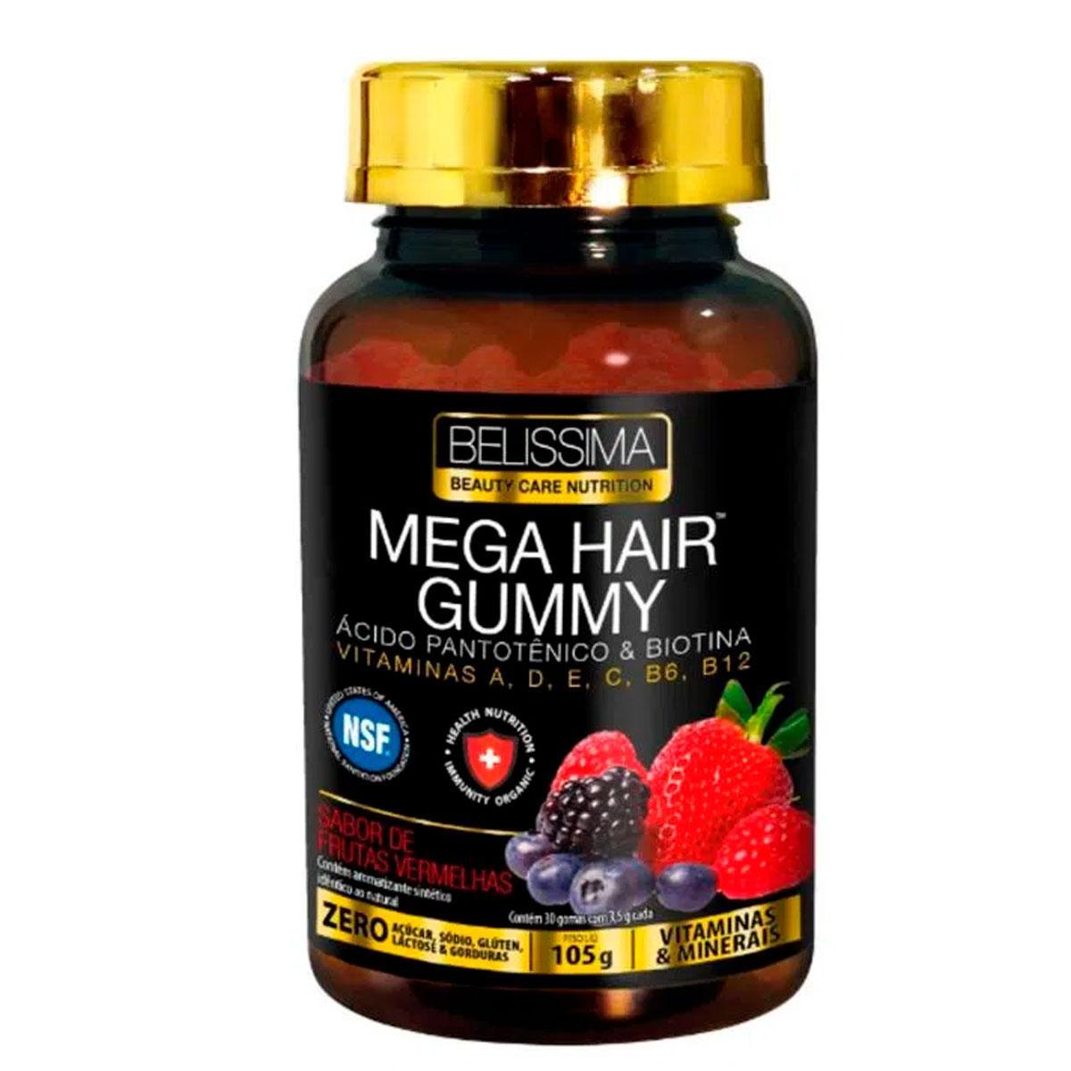 Mega Hair Gummy Goma Crescimento Capilar Belissima Sem Sabor