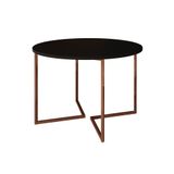 Mesa Jantar Industrial Preta Base Cobre V Tampo 110cm Redondo Cor: Preto