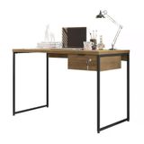 Mesa Escrivaninha Com Gaveteiro Industrial Crome Li002/005 Freijo Preto Kappesberg Freijo Preto