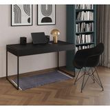 Escrivaninha Industrial Office Estudo Malta Preta 137x53cm Com 1 Poltrona Preta Base Fe Cor: Preto