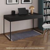 Escrivaninha Industrial Madeira Padrão Office Preta 137x53cm Com Base Em Ferro Preto Cor: Preto
