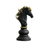 Decoração Peças De Xadrez Preto Cavalo Escultura Média Estátua 16cm