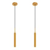 Kit 2 Pendentes Luminária Teto Tubo Sala Quarto Dourado 40cm