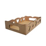 Kit Com 12un De Bandeja De Coração Para Café Da Manhã 100% Mdf (24x15x05) Mdf Cru