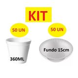 Kit Festa Descartáveis Isopor Com 50 Potes 360ml+50 Cumbucas