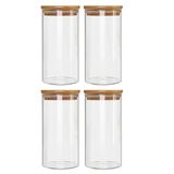 Kit 4 Potes Borossilicato Hermético Tampa Bambu 600ml Class