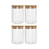 Kit 4 Potes Borossilicato Hermético Tampa Bambu 450ml Class