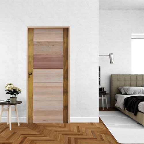 Kit Porta De Madeira 210x72cm Batente 14cm Fechadura Taco De Golf Externa 3b Hale Esquadrias Cedro