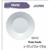 Jogo De Prato Jasmin 12 Pratos Fundos - Sopa - 23cm Branco