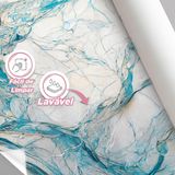Papel De Parede Painel 3d Mármore Branco Azul Vinílico 1,5m