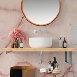 Papel De Parede Painel 3d Mármore Carrara Rosa Claro 1,5m